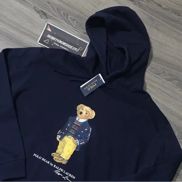 Ralph Lauren Navy Blue Hoodie with Bear Graphic - Picture 2 of 7